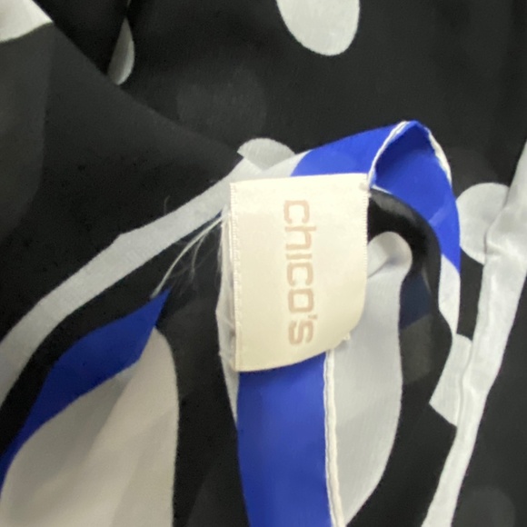 Chicos Blue and Black Stripe and White Polka Dot Scarf - Picture 5 of 5
